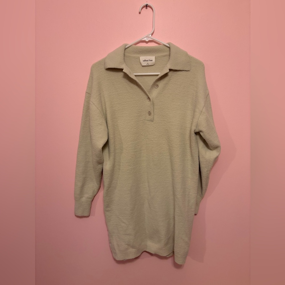 Aritzia Wilfred Free Cream Sweater Dress